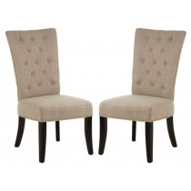 Trento Upholstered Natural Fabric Dining Chairs In A Pair