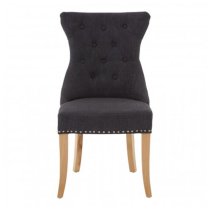 Trento Upholstered Dark Grey Fabric Dining Chairs In A Pair