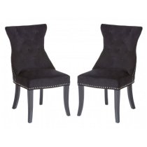 Trento Upholstered Black Velvet Dining Chairs In A Pair