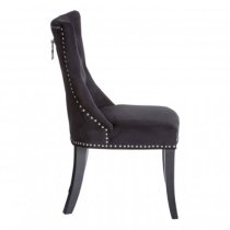 Trento Upholstered Black Velvet Dining Chairs In A Pair