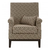 Trento Upholstered Fabric Armchair In Beige And Black