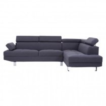 Hannover Fabric Upholstered Corner Sofa In Dark Grey