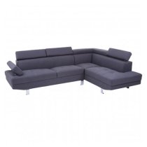 Hannover Fabric Upholstered Corner Sofa In Dark Grey