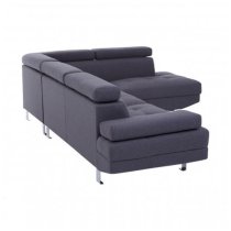 Hannover Fabric Upholstered Corner Sofa In Dark Grey