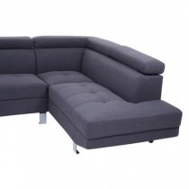 Hannover Fabric Upholstered Corner Sofa In Dark Grey