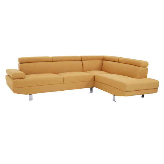 Hannover Fabric Upholstered Corner Sofa In Ochre