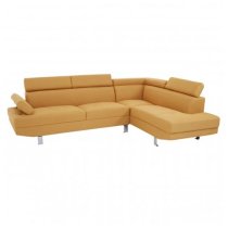 Hannover Fabric Upholstered Corner Sofa In Ochre