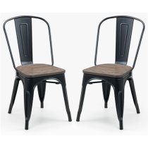 Gael Mocha Elm Wooden Dining Chairs With Metal Frame In Pair