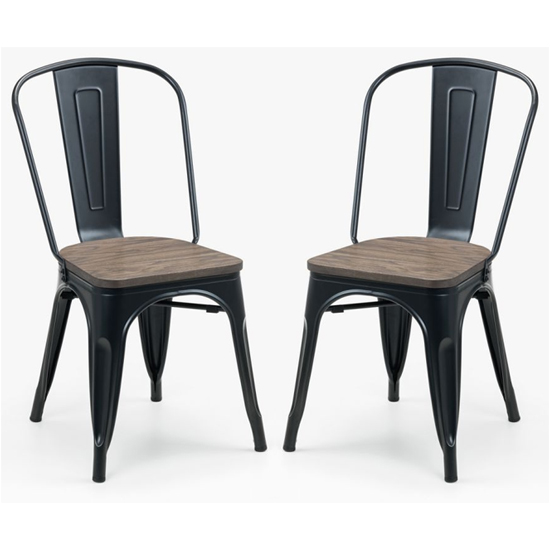 Gael Mocha Elm Wooden Dining Chairs With Metal Frame In Pair