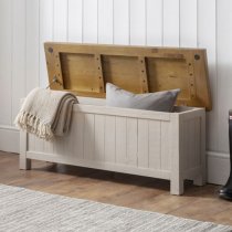 Aafje Wooden Storage Bench In Grey Wash