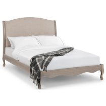 Caitlyn Oatmeal Linen Fabric Super King Size Bed In Limed Oak