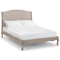 Caitlyn Oatmeal Linen Fabric Super King Size Bed In Limed Oak