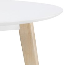 Calah Round Wooden Dining Table In White With Oak Legs