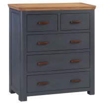 Trevino Wooden Chest Of 5 Drawers In Midnight Blue And Oak