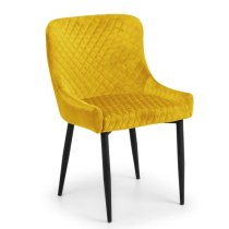 Lakia Mustard Velvet Dining Chairs With Black Legs In Pair