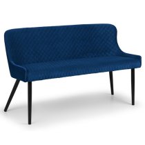 Lakia High Back Velvet Upholstered Dining Bench In Blue