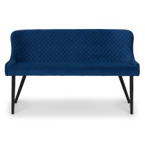 Lakia High Back Velvet Upholstered Dining Bench In Blue