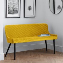 Lakia High Back Velvet Upholstered Dining Bench In Mustard