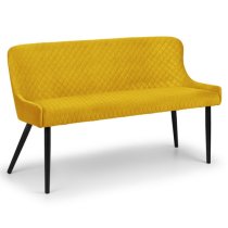 Lakia High Back Velvet Upholstered Dining Bench In Mustard