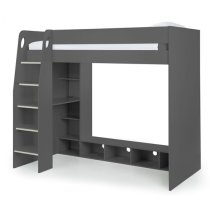 Naara Wooden Gaming Bunk Bed With Desk In Anthracite