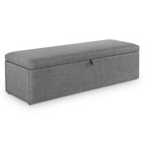 Sadzi Linen Fabric Upholstered Blanket Box In Slate Grey