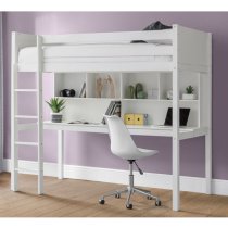 Takako Wooden High Sleeper Bunk Bed In Surf White