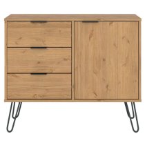 Avoch Wooden Sideboard In Waxed Pine With 1 Door 3 Drawers