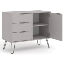 Avoch Wooden Sideboard In Grey With 1 Door 3 Drawers