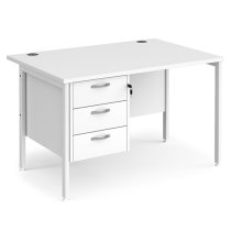 Moline 1200mm Computer Desk In White With 3 Drawers