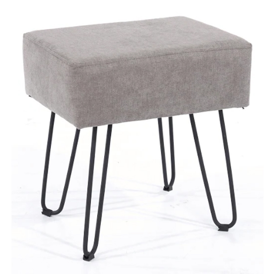 Airdrie Fabric Rectangular Stool In Grey With Metal Legs