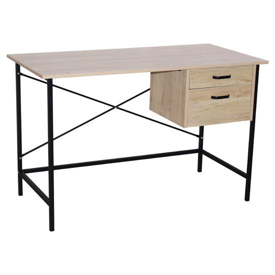 Avoch Wooden Laptop Desk With 2 Drawers In Oak And Black