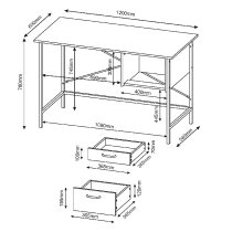 Avoch Wooden Laptop Desk With 2 Drawers In Oak And Black