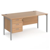 Moline 1600mm Computer Desk In Beech Silver With 3 Drawers