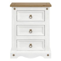 Consett Wooden Bedside Cabinet In White Washed Wax