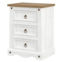 Consett Wooden Bedside Cabinet In White Washed Wax