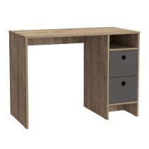 Veritate Wooden Laptop Desk With 2 Drawers In Oak And Grey