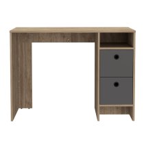 Veritate Wooden Laptop Desk With 2 Drawers In Oak And Grey