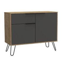 Veritate Wooden Sideboard With 2 Door 1 Drawer In Grey And Oak