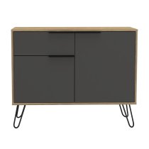 Veritate Wooden Sideboard With 2 Door 1 Drawer In Grey And Oak