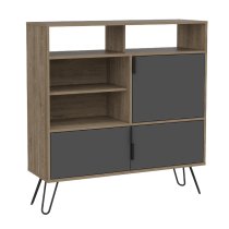 Veritate Wooden Sideboard With 3 Doors In Grey And Oak