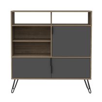 Veritate Wooden Sideboard With 3 Doors In Grey And Oak