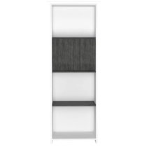 Dunster Wooden Bookcase With 3 Shelves And 2 Doors In White Grey