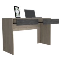 Heswall Wooden Laptop Desk With 2 Drawers In Oak And Grey