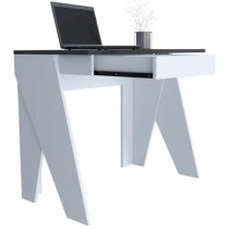 Dunster Wooden Laptop Desk With 1 Drawer In White And Grey