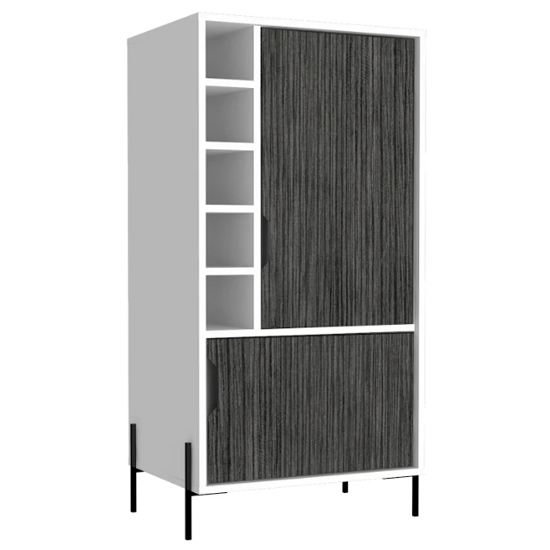 Dunster Wine Cabinet With 2 Doors In White And Grey