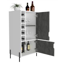 Dunster Wine Cabinet With 2 Doors In White And Grey