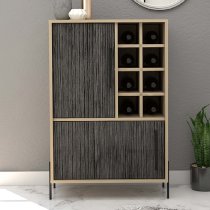 Heswall Wooden Wine Cabinet With 2 Doors In Oak And Grey