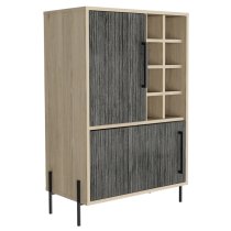 Heswall Wooden Wine Cabinet With 2 Doors In Oak And Grey