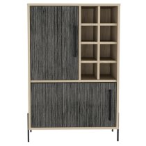 Heswall Wooden Wine Cabinet With 2 Doors In Oak And Grey