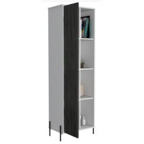 Dunster Tall Wooden Display Cabinet In White And Carbon Grey